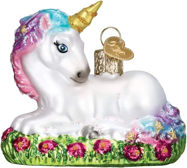 Old World Christmas Blown Glass Ornament for Christmas Tree, Baby Unicorn