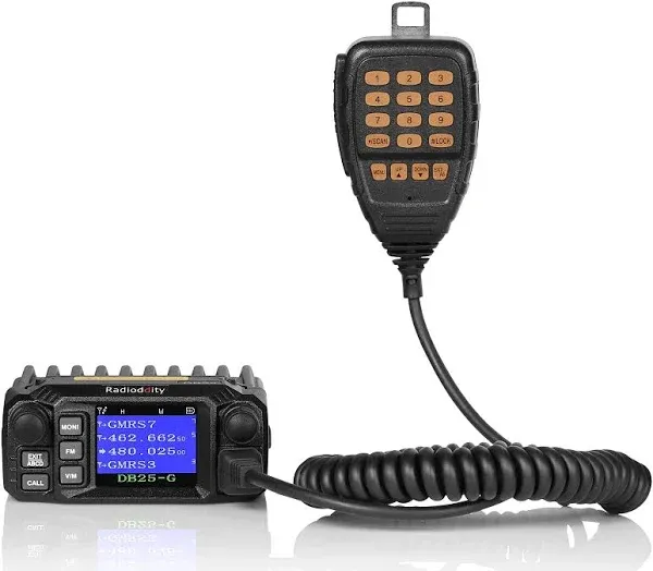 Radioddity DB25-G GMRS Mobile Radio, 25 Watts Two Way Radio Long Range, Quad Watch, GMRS Repeater capable, with Dual Band Scanning Receiver, for Car