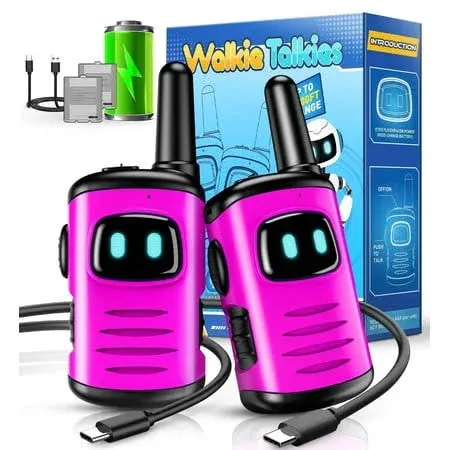 ATOPDREAM Walkie Talkies for Kid, 2 Way Radio, Mini Robots Walkies Talkie Outdoor Toys for Boys, Birthday Christmas Gifts for 3 4 5 6 7 8 Year Old Boys Girls-3 Packs