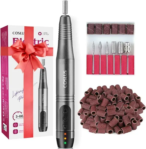 COSLUS Cordless Nail Drill Electric File Professional for Acrylic Gel Dip Powder Nails Portable Nail Drill Machine Kit for Manicure Pedicure Nail Set