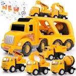 Construction Truck Toys Car: Toys for 1 2 3 4 Year Old Boy 5 in 1 Carrier Toy...