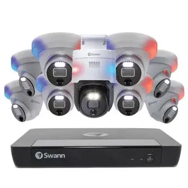 Swann Enforcer 16-Channel 9-Camera Indoor/Outdoor Wired 4K NVR Security System SONVK-169008DE1PT-US