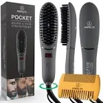 Aberlite Pocket - Compact Beard Straightener for Men - Ionic & Anti-Scald Technology - Beard Straightening Heat Brush Comb Ionic - for Home and Travel