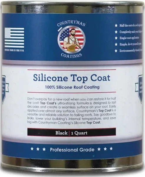 Countryman Coatings - 100% Silicone Roof Coating - Restore Your Roof in a Day - Seal Leaks, Cracks, Seams, Penetrations - Adheres to All Surfaces (1 Gallon, White)