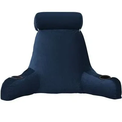 Large Oversized Reading and Bed Rest Pillow with Cup Holders and detachable neck roll by Sweet Home Collection®