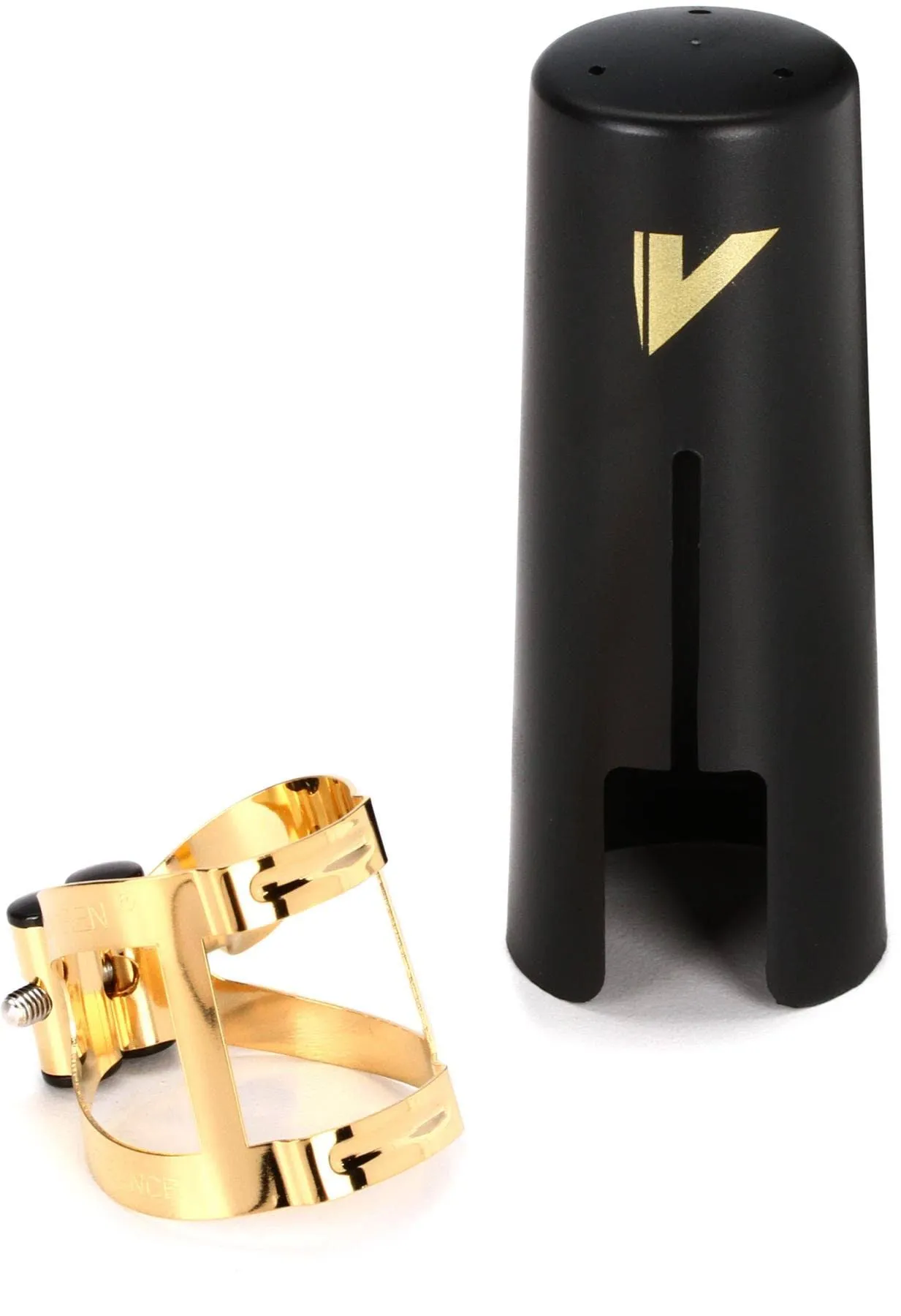 Vandoren LC57DP M/O Ligature and Plastic Cap for Alto Saxophone; Gilded Finish