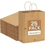 Jet Paper Bags Large Brown Kraft Paper Shopping Bags, 25 Pieces, 18 inch x 7 inch x 18 inchh -Nina, Size: 17.75 x 6.88 x 17.75