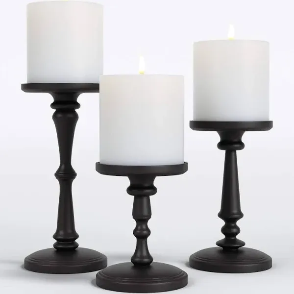 HB Design Co. Matte Black Candle Holders Set of 3