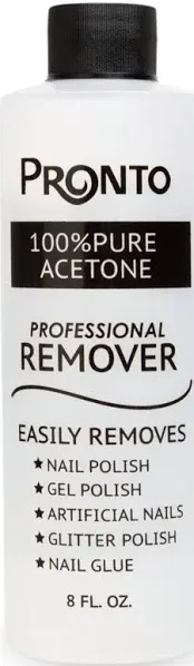 Pronto 100% Pure Acetone - Quick, Professional Nail Polish Remover - for Natural, Gel, Acrylic, Sculptured Nails (8 fl. oz.)