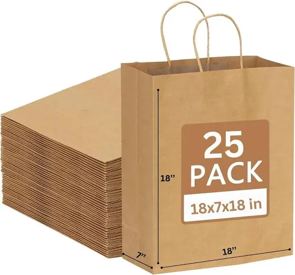 BROWN Paper Bags with Twisted Handles - AYLA- 10" x 5" x 10H"