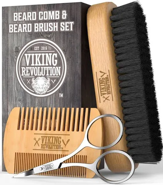 Viking Revolution Beard Comb & Beard Brush Set