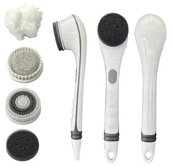 Blushly Cleansing &amp; Exfoliating Solid Body Brush w/4 Heads - Purple a637024 -