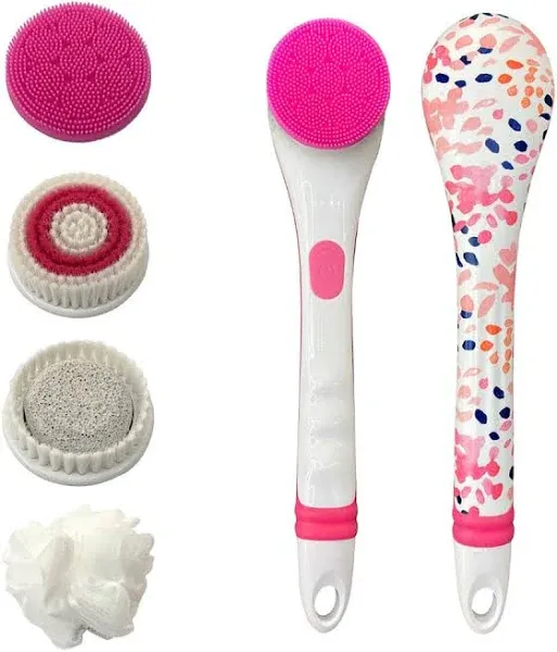 Blushly Cleansing &amp; Exfoliating Body Brush w/4 Brush Heads - pink