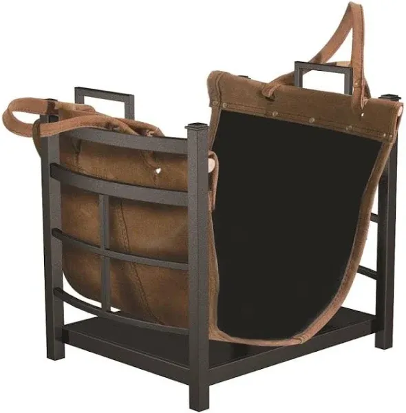 Log Bin With Synthetic Leather Log Carrier