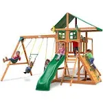 Gorilla Playsets Avalon Treehouse Wood Swing Set with Vinyl Canopy and Monkey Bars