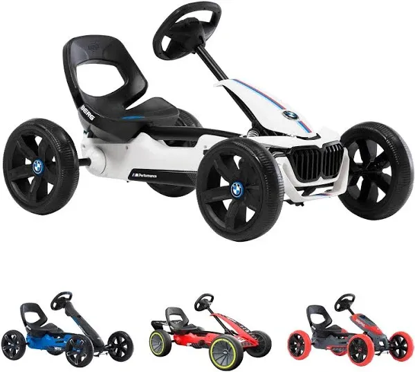 Berg Reppy BMW Kids Go Kart - Pedal Go Kart for Boys & Girls - Kid's Pedal Vehicles with Soundbox & Adjustable Seat - Pedals Cars for Kids - White Ride-On Children's Go Cart Racer for Ages 2.5-6 Years