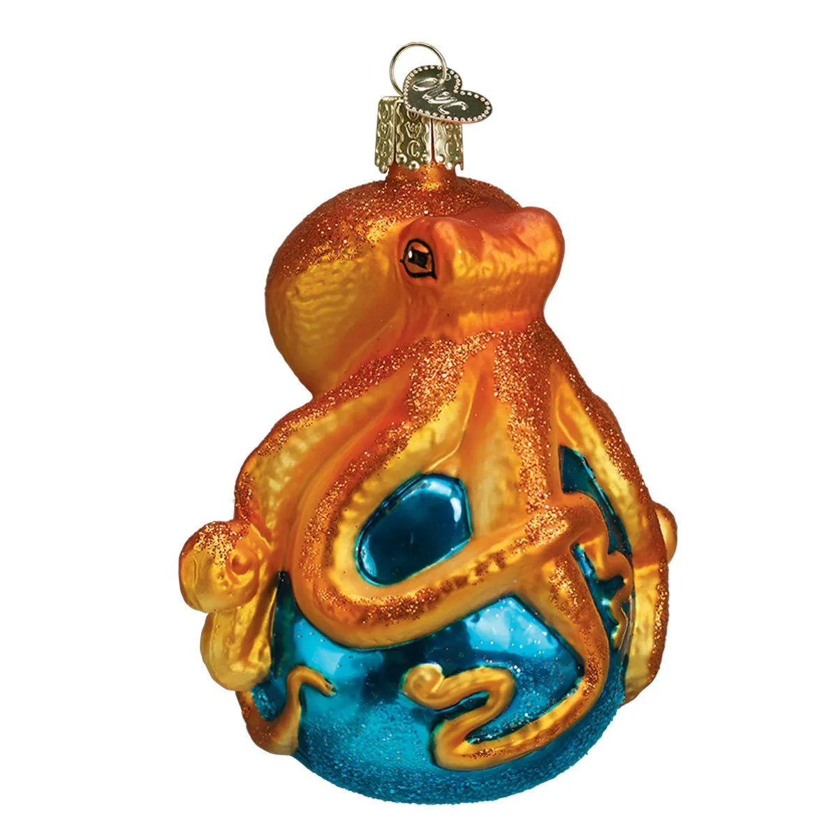 Old World Christmas Ornaments: Ocean Animal Octopus Glitter Holiday Glass Gift