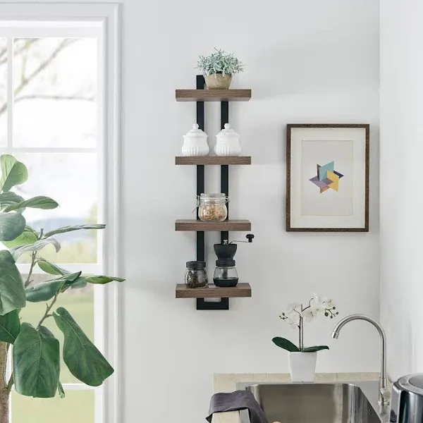 Danya B. 4-Tier Ladder Bracket Floating Wall Shelves