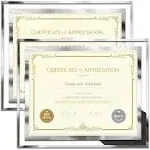 SESEAT 8.5 x 11 Certificate Document Frame Diploma Glass Picture Frames for Tabletop,Pack of 2