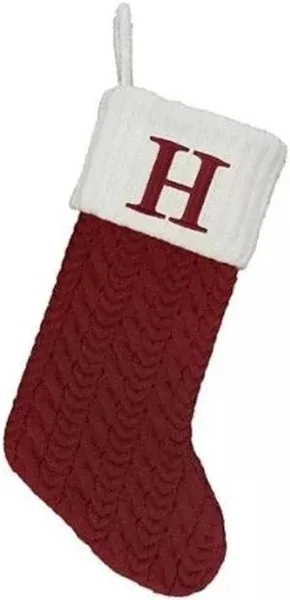 St. Nicholas Square Cable Knit Monogram Christmas Stocking