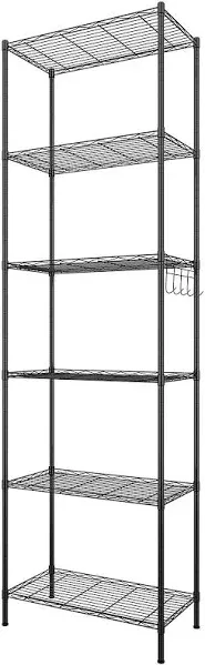  6-Tier Wire Shelving Unit, Free Standing Shelf, 6 Tier Storage Shelf Black