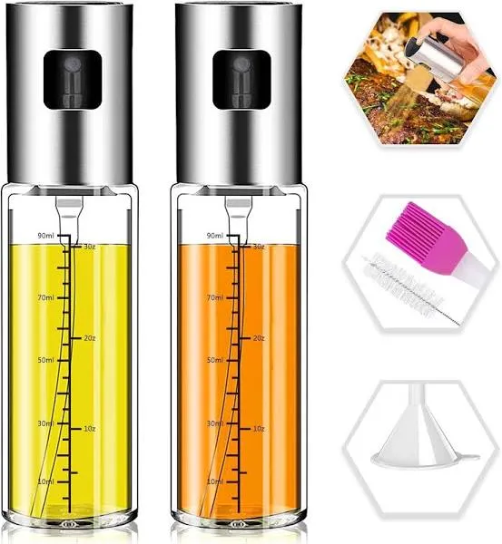 Oil Sprayer for Cooking, 2 Pack Upgraded Olive Oil Spray Bottle Mister Refill...