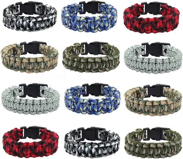 Frog Sac 12 Pcs Camo Paracord Bracelets for Men and Boys