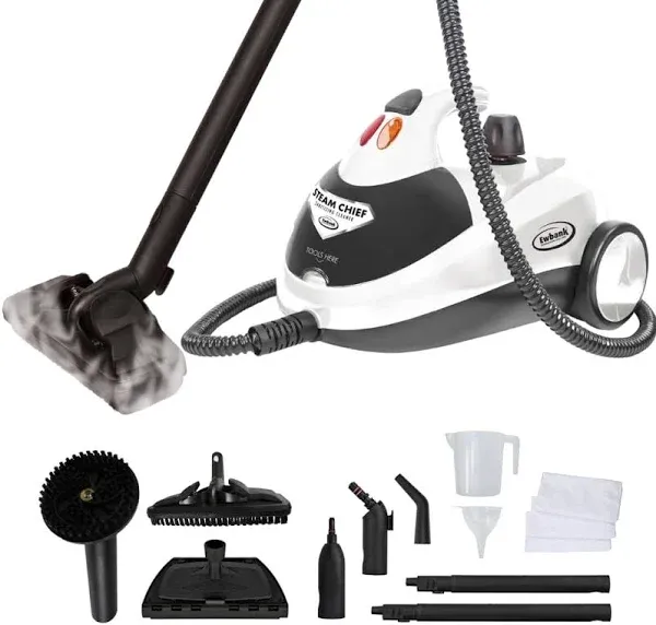 Ewbank 1800W Steam Cleaner for Carpets, Tile, Upholstery, Bathroom, Kitchen, Windows, Grout, Portable, White, 52 fl. oz