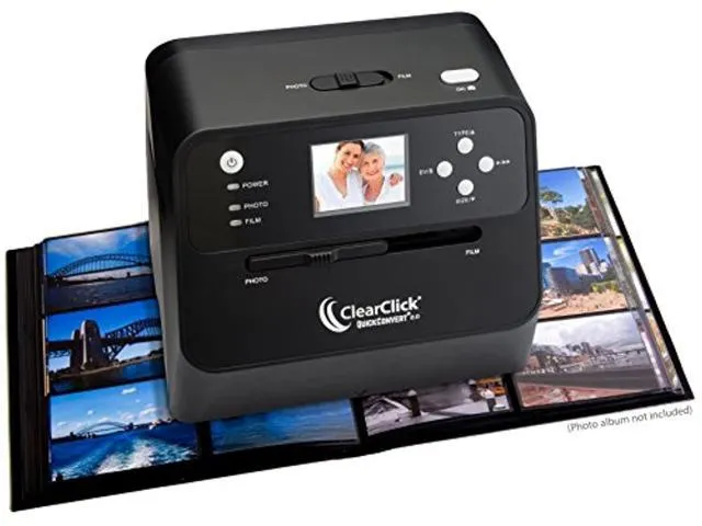 clearclick 14 mp quickconvert 2.0 photo, slide, and negative scanner - scan 4x6 photos & 35mm, 110, 126 film