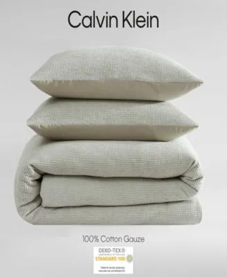 Calvin Klein Microwaffle Melange 3 Piece Duvet Cover Set