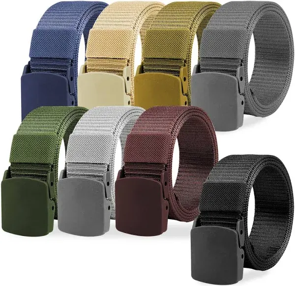 Nylon Military Tactical Belt with Plastic Buckle (8 Pack)