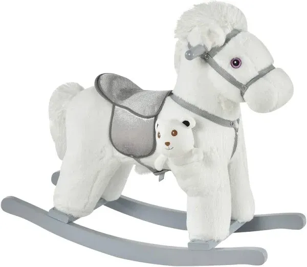 Kids Plush Ride-On Toy Rocking Horse with Fun Realistic Sounds for 1-3 Years Old