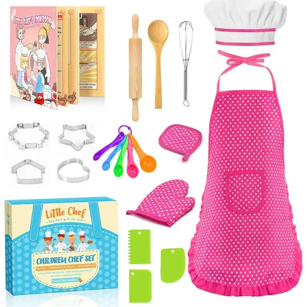 Gifts for 3-8 Year Old Girls, Apron for Girls Cooking Set, Apron for Chef Hat...