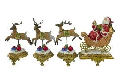 Northlight Set of 4 Santa and Reindeer Christmas Stocking Holders 9.5