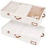 StorageWorks Underbed Storage Box Under Bed Clothes Organizer with Sturdy Structure and Ultra Thick Fabric Ivory White Large 2 Pack