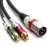 XLR Male to 2 X Phono RCA Plug Adapter Y Splitter Patch Cable 10FT