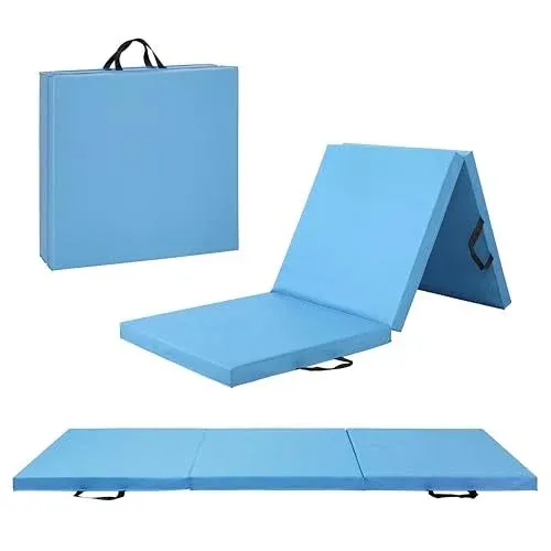 CAP Barbell All Purpose Folding Anti Tear Exercise Training Mat BLUE OPEN BOX