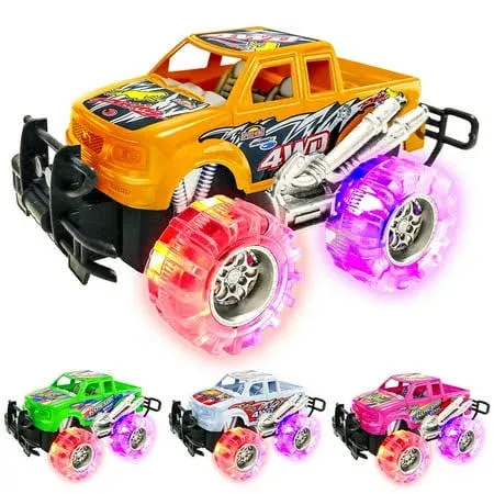 Artcreativity Light Up Monster Trucks for Boys and Girls 4-Pack Toy Truck Set