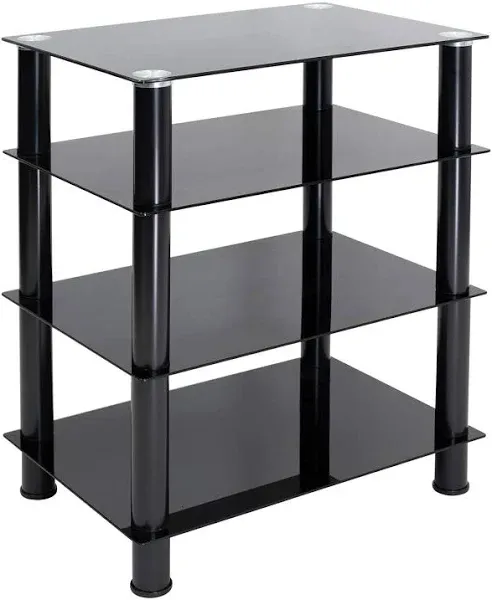 Sturdy TV Stand Base Audio Video Tower 4-tiers Glass Shevles for TV Media Device