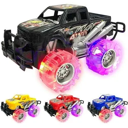 Artcreativity Light Up Monster Trucks for Boys and Girls 4-Pack Toy Truck Set