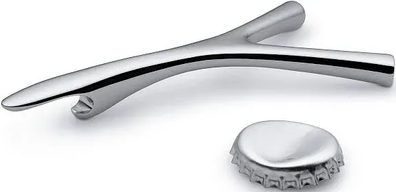 Alessi Virgula FGO06 Divina Bottle Opener 18/10 Stainless Steel Mirror Polished, Silver, 10.6 x 5.6 x 1.4 cm