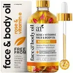 Artnaturals Organic Rose + Vitamin E Face Oil 4.0oz - for Body & Hair - 100% Natural, Moisturize, Rejuvenate & Enhance your skin - Anti-Aging Moisturizer Facial Oil for Fine Lines, Scars & Wrinkles