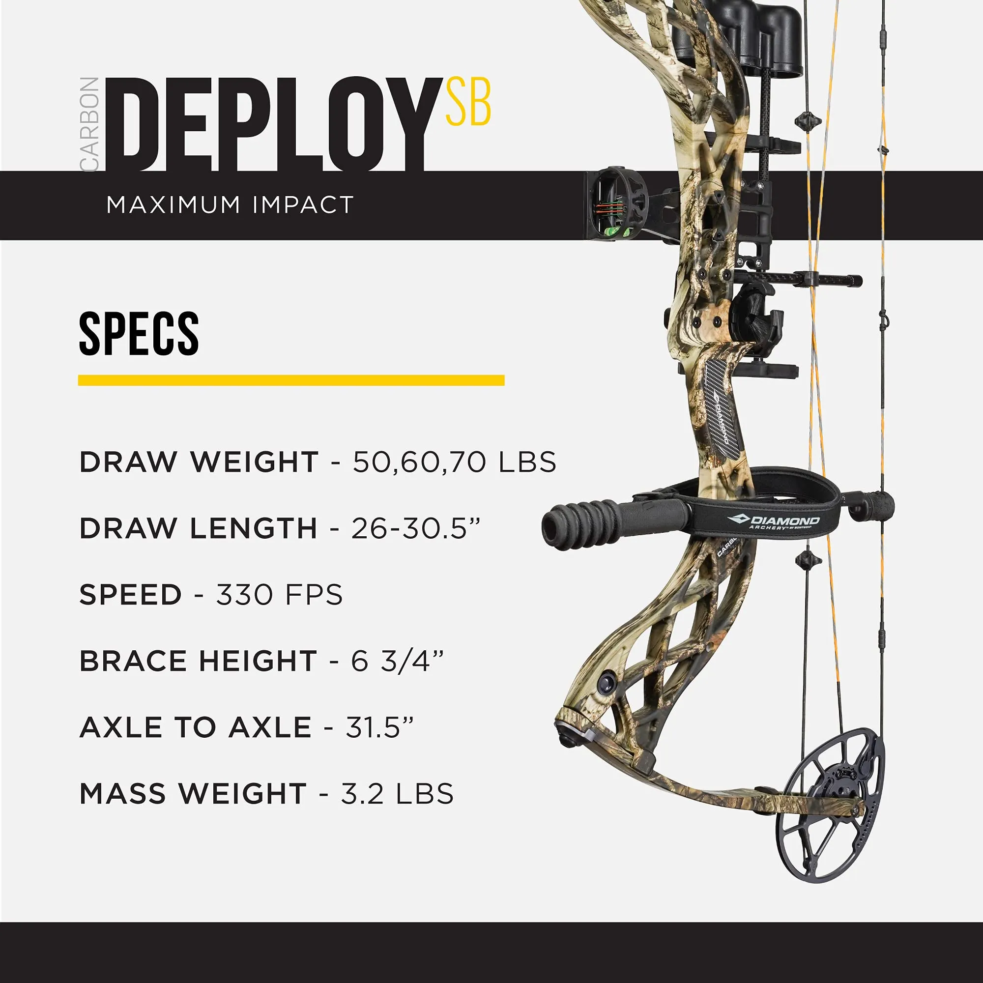 DIAMOND ARCHERY Deploy SB Lightweight RAK Package Compound Bow, Colors &amp; Sizes