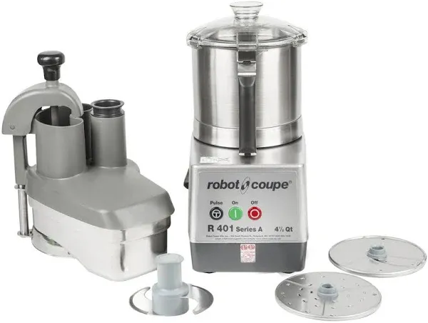 Robot Coupe R401B Single-Speed 4.5-Quart Combination Continuous Feed Commercial Food Processor, 120v, Grey