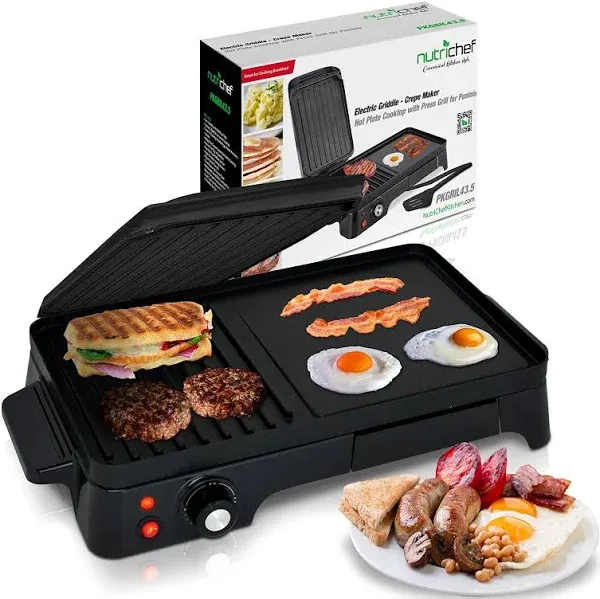 Versatile 2-in-1 Panini Press &amp; Griddle | Temperature Control | 20.3&#039;&#039; x 12.5&#039;&#039;