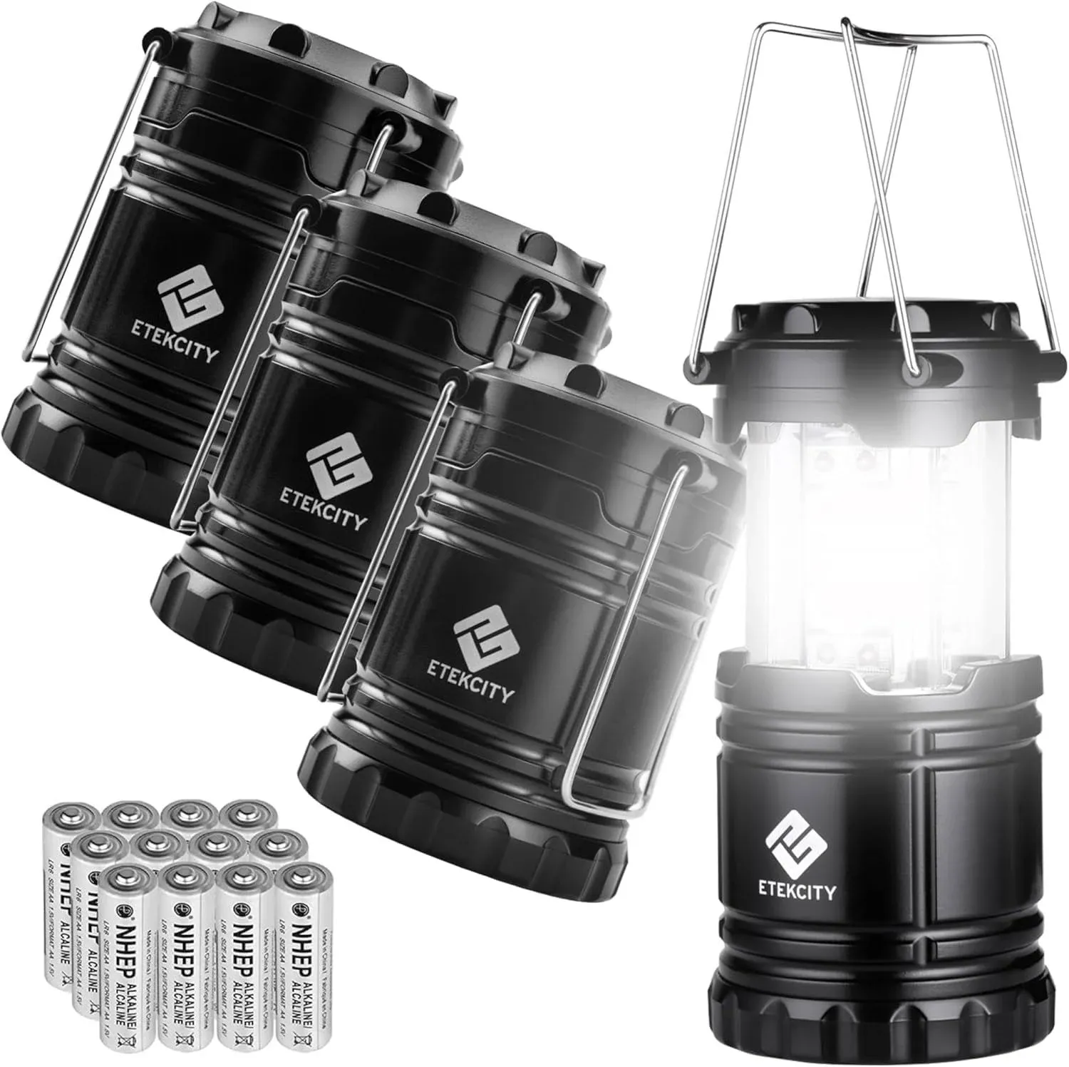 Etekcity Camping Lanterns For Power Outages 4 Pack, Flashlight For Camping Essentials, Emergency LED Battery Operated Li