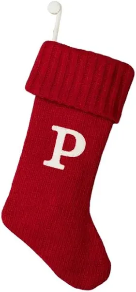 Wondershop Holiday Christmas Stocking Knit Red Monogram Letter P Measures 20&#034;