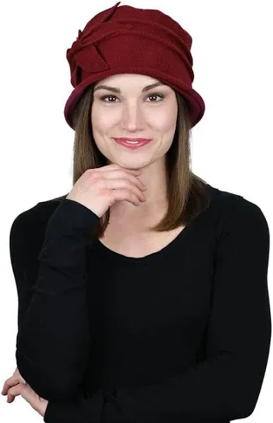 Fleece Flower Cloche Hat for Women Cancer Headwear Chemo Ladies Head Covering...