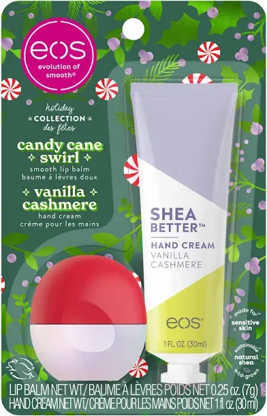 Eos - Limited Edition Candy Cane Swirl & Vanilla Cashmere Lip Balm & Hand Cream Set