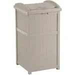 Suncast 30-33 Gallon Deck Patio Resin Garbage Trash Can Hideaway, Taupe (4 Pack)